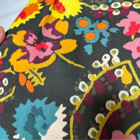 LOFT Multicolor Floral Sleeveless Blouse Chiffon Front Knit Back High Neck XS - Picture 5 of 9